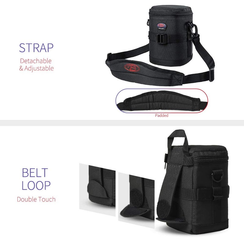 BPAULL Camera Lens Case DSLR Camera Lens Bag Fits for Canon Nikon Pentax Sony Olympus Panasonic and Other Camera Lens - Image 5